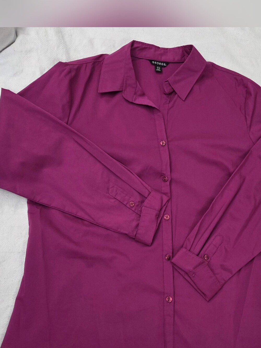 NWT George Long Sleeve Button Down Shirt Plum XL (16-18) | 3 for $20